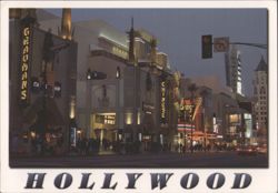 Grauman's Chinese Theatre Hollywood Boulevard Night View Postcard