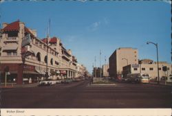 Weber Street, Stockton CA - Famous Hotel & Court House Postcard