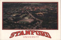 Stanford University Campus & Football Stadium Aerial Postcard