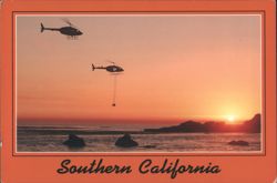 Southern California Sunset Helicopters Movie Filming Postcard