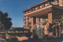 The Historic Santa Maria Inn, Waterfall & Palm Trees Postcard