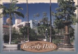 Beverly Hills Palm-Lined Boulevards & Fountain Postcard