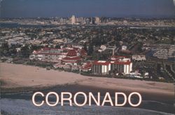 Coronado Beach & Hotel del Coronado Aerial View Postcard