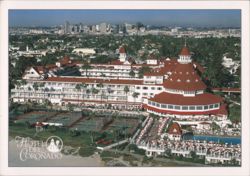 Hotel del Coronado Aerial View, San Diego Skyline Postcard