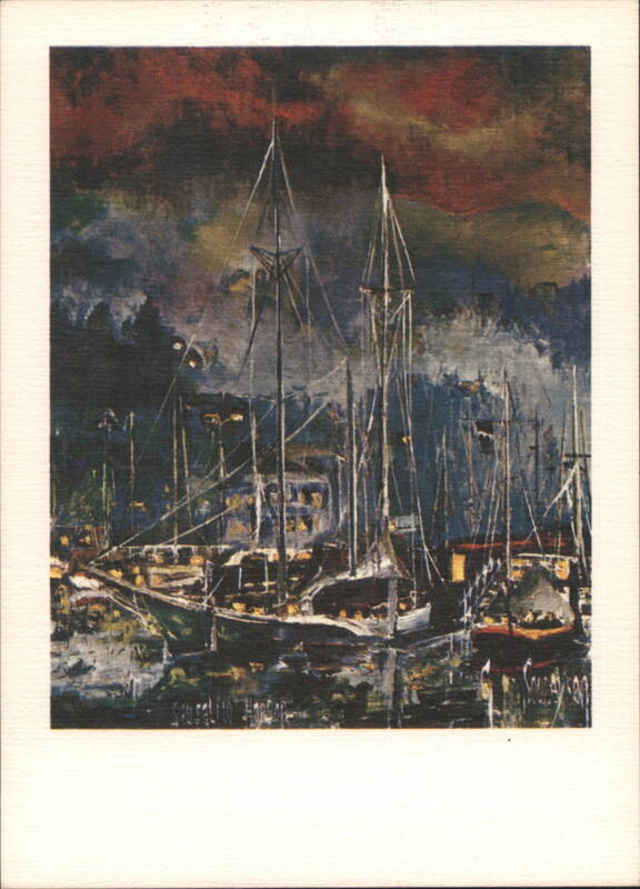 Sausalito Harbor Night Scene, Oil Painting by Pierre Marc California