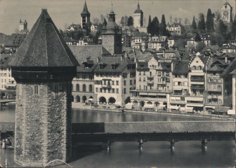 Lucerne Chapel Bridge & Water Tower, Cityscape Switzerland