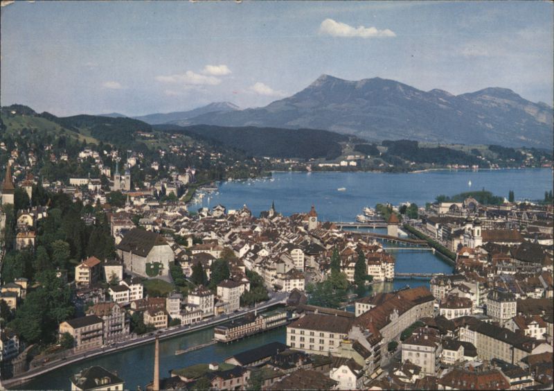 Lucerne, Switzerland with Lake and Mount Rigi