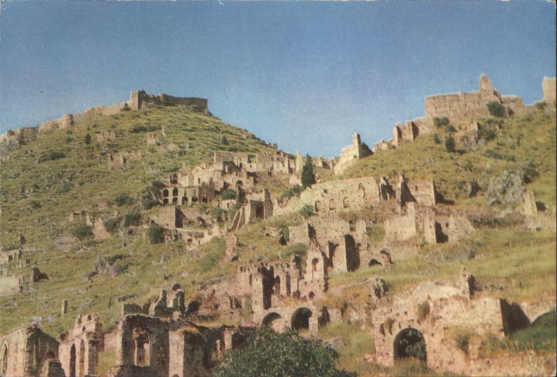 Mistras General View Ruins on Hillside Greece N. Georgiadis