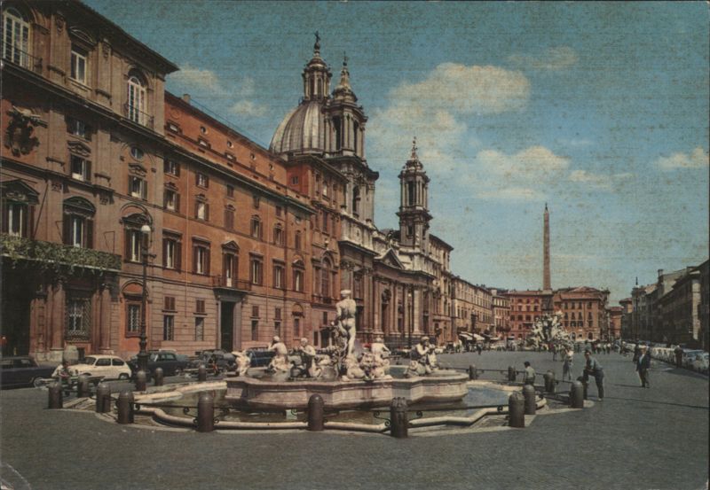 Piazza Navona Fountain of Four Rivers Obelisk, Roma Italy