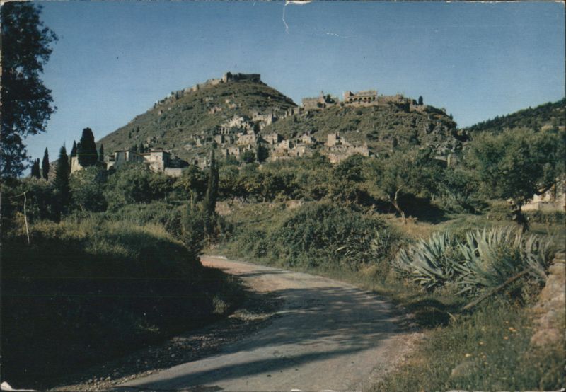 Mistra General View Hilltop Town Ruins Landscape Greece