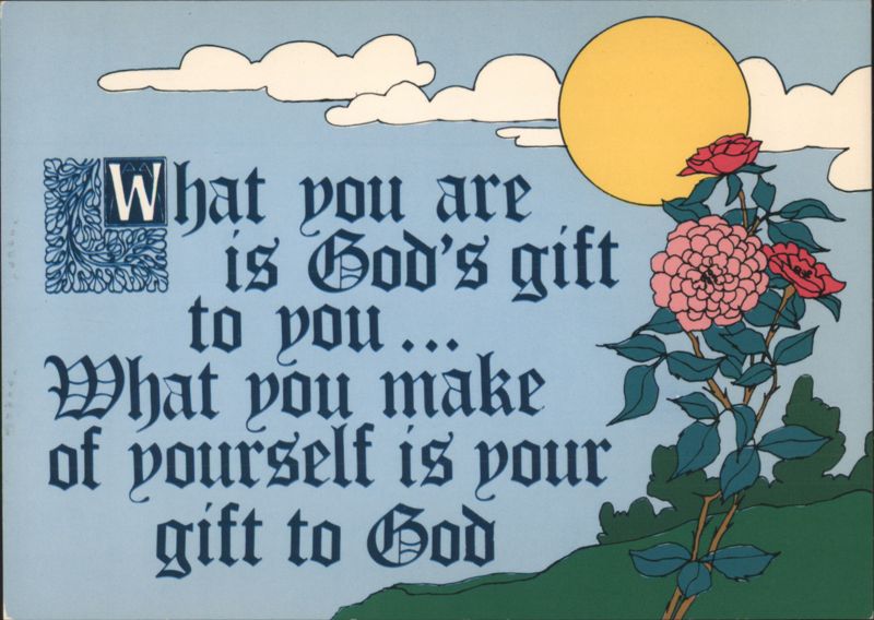 Inspirational Quote: God's Gift, Sun, Clouds & Roses