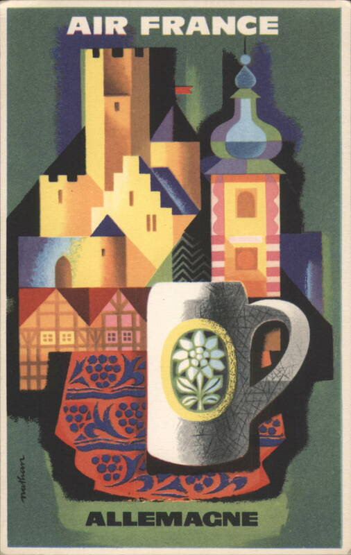 Air France Allemagne Travel Art Castle Edelweiss Mug Germany