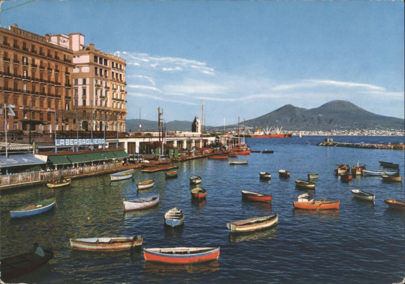 Naples Borgo Marinaro Harbor Boats Mount Vesuvius Italy