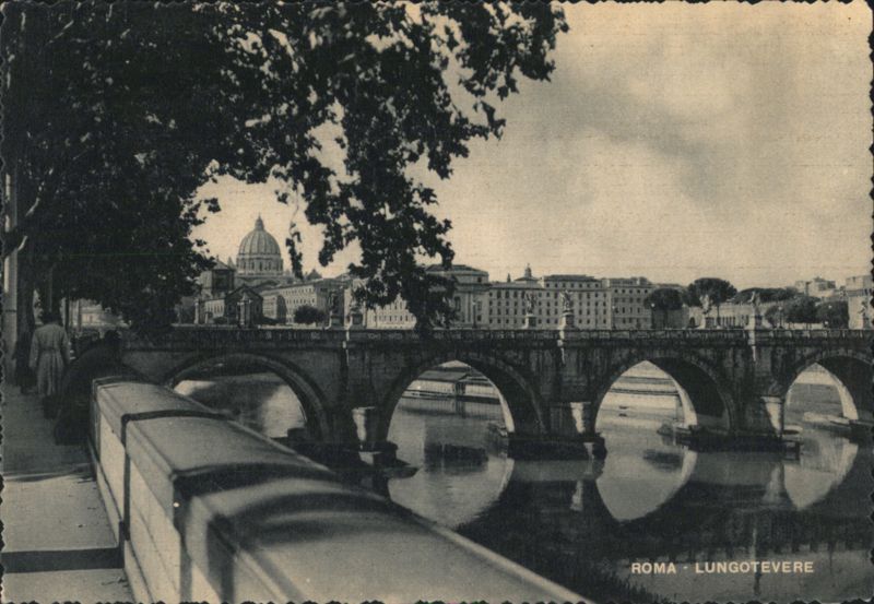 Ponte Sant'Angelo, Lungotevere, St. Peter's Basilica Dome, Rome Italy