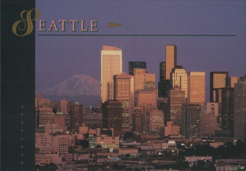 Seattle Skyline Sunset, Mount Rainier Washington Gary L. Benson