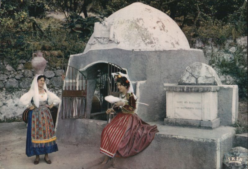 Gastouri Springs, Corfu, Greece with Women in Folk Dress