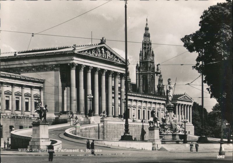 Wien Ringstrasse, Parlament u. Rathaus Austria