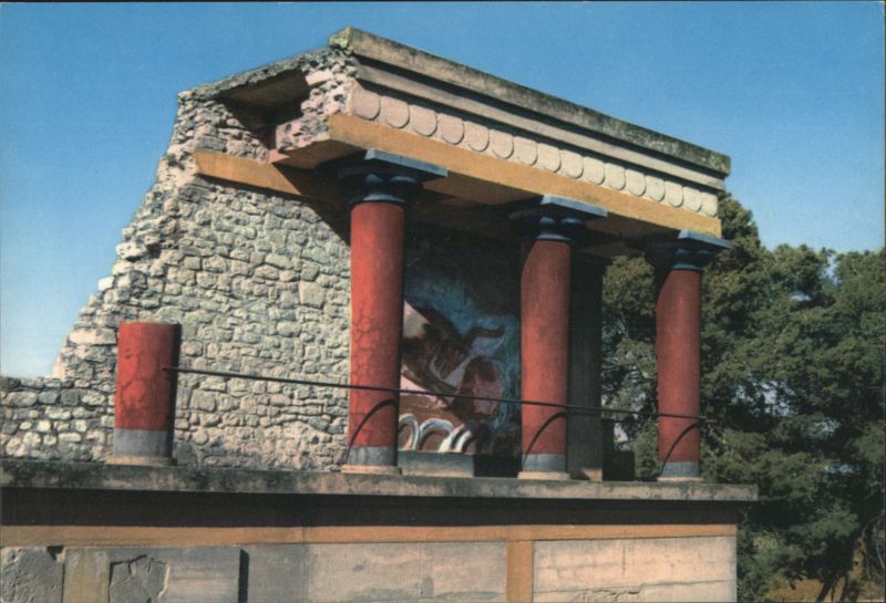 Knossos Palace Watch-Room, Red Columns, Minoan Fresco Greece