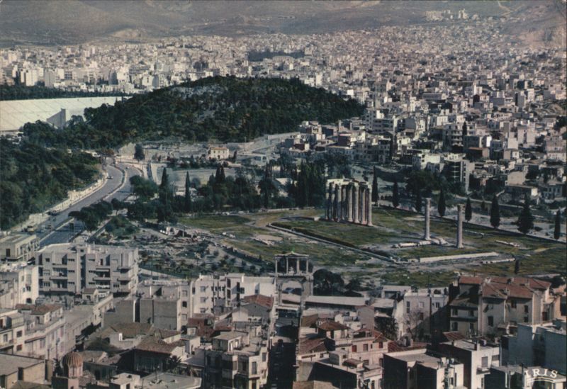 View of Athens, Temple of Olympian Zeus & Cityscape Greece
