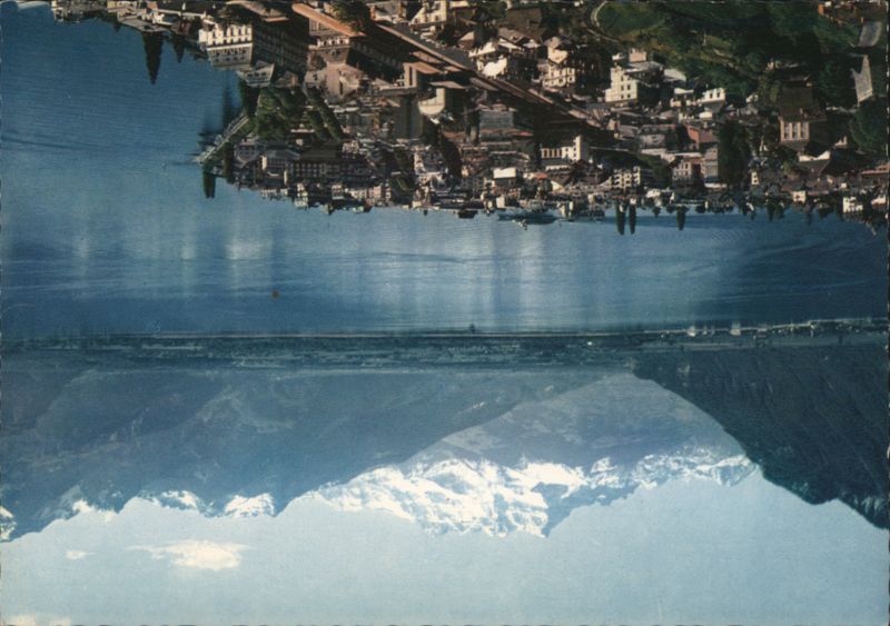 Montreux General View and the Dents du Midi Mountains Switzerland