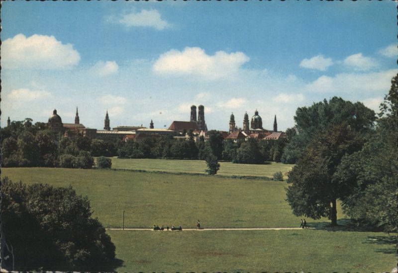 Munich English Garden View to Frauenkirche & Theatinerkirche Germany