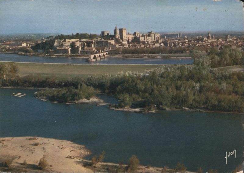 Avignon General View, Palais des Papes, Rhône & Pont Saint-Bénézet France