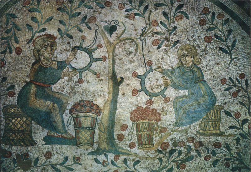 Piazza Armerina Mosaic: Women Harvesting Roses Italy
