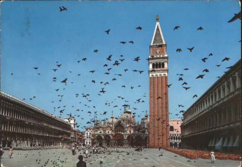 St. Mark's Square, Campanile, Basilica, Pigeons Venice Italy
