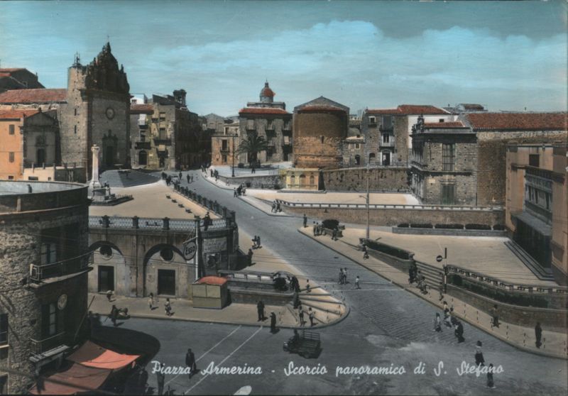 Piazza Armerina Panoramic Foreshortening of St. Stephen's Italy