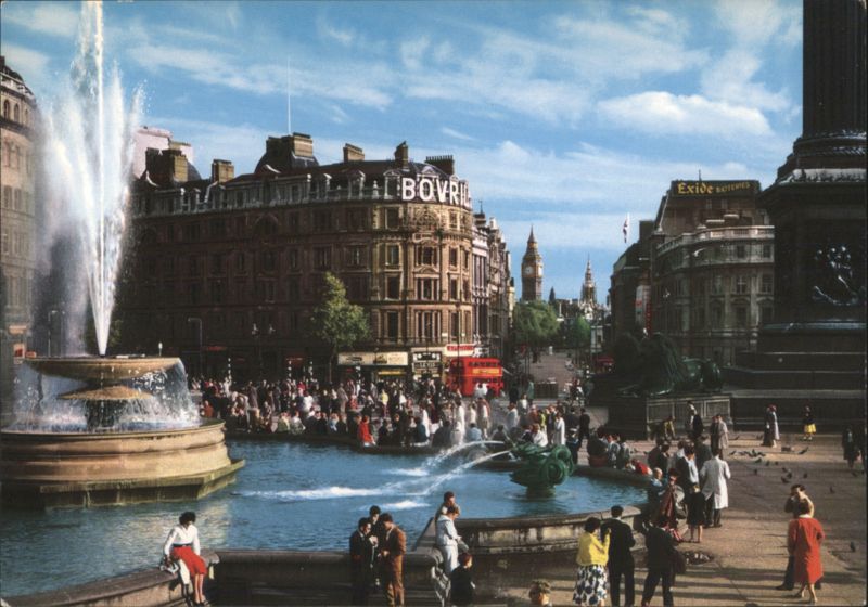 Trafalgar Square Fountains & Bovril Building, London United Kingdom