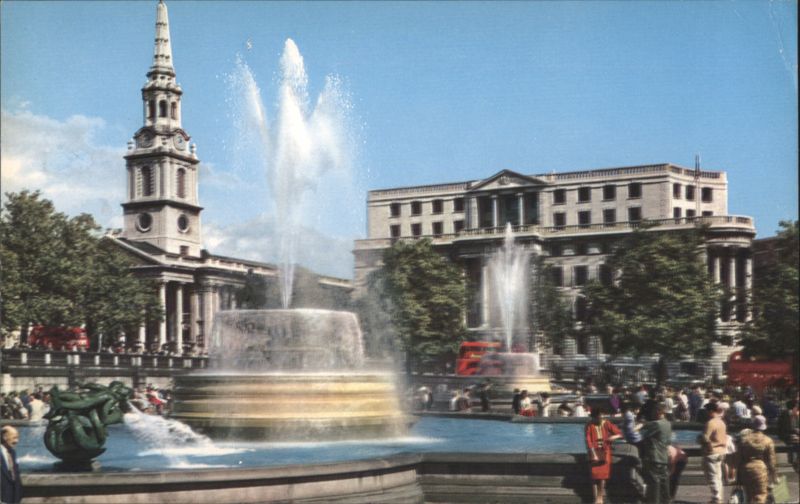 Trafalgar Square Fountains, St Martin-in-the-Fields London UK