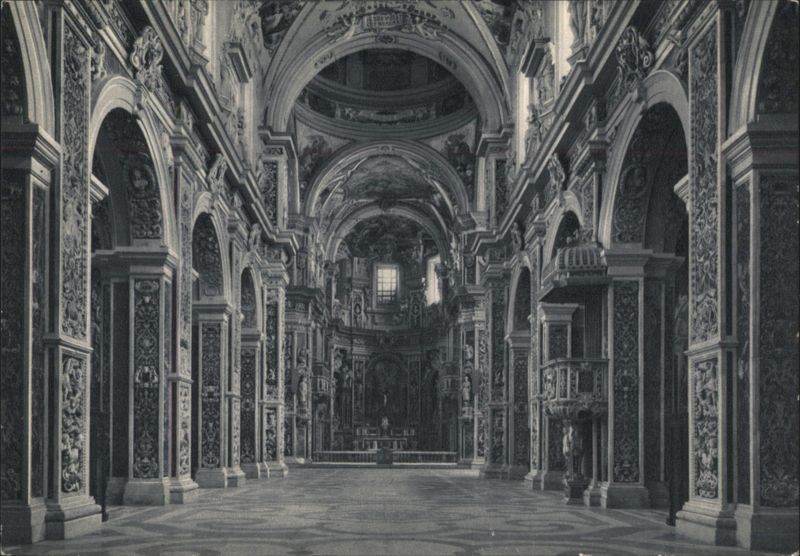 Church of the Gesù, Palermo - Baroque Interior View Italy