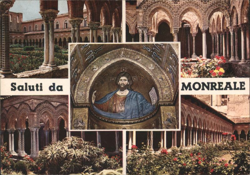 Monreale Cathedral Cloister & Christ Mosaic Italy