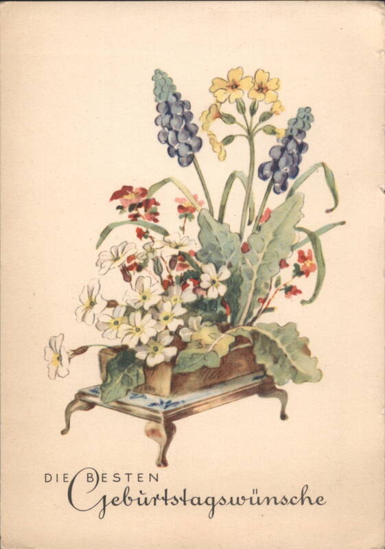 Birthday Wishes, Flower Bouquet in Planter on Stand
