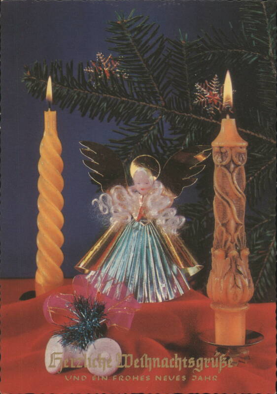Christmas Candles Angel Fir Branches German Greetings