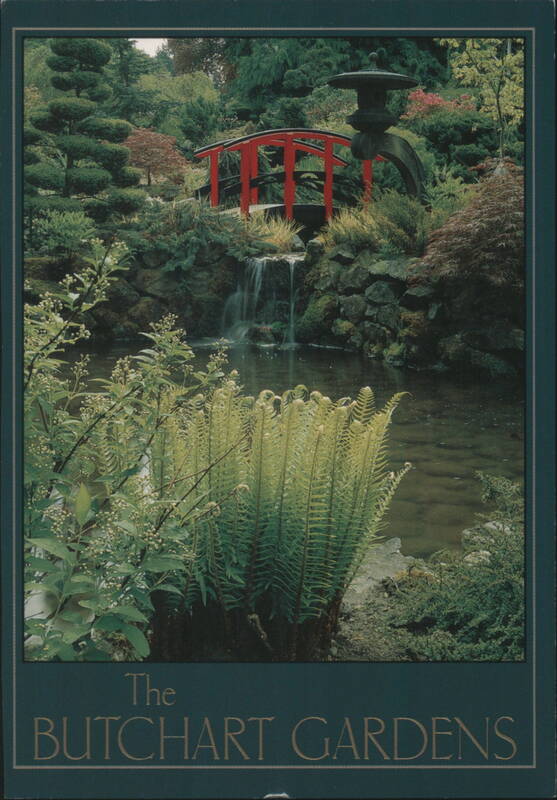 The Butchart Gardens Japanese Garden Red Bridge Waterfall Victoria BC Canada