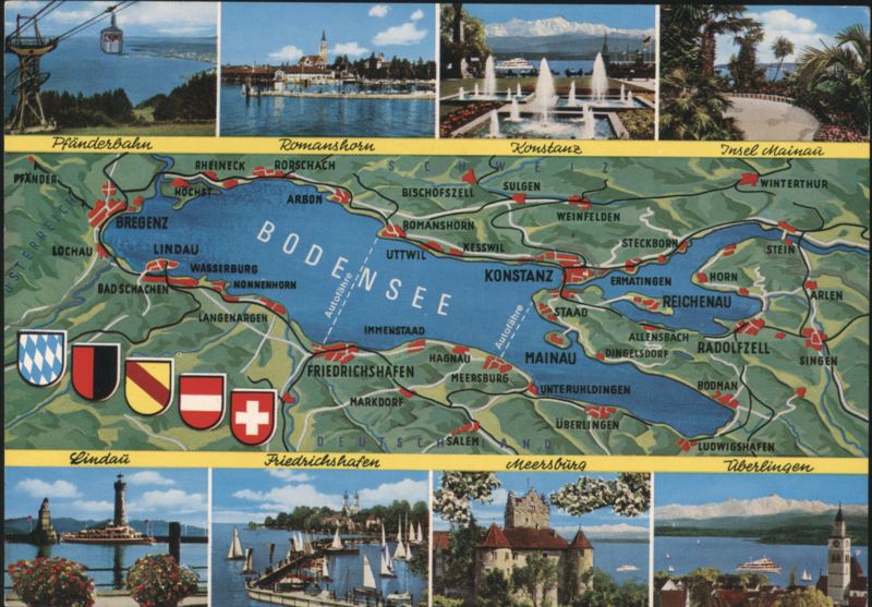 Bodensee Lake Constance Map & Scenic Views Germany, Switzerland, Austria