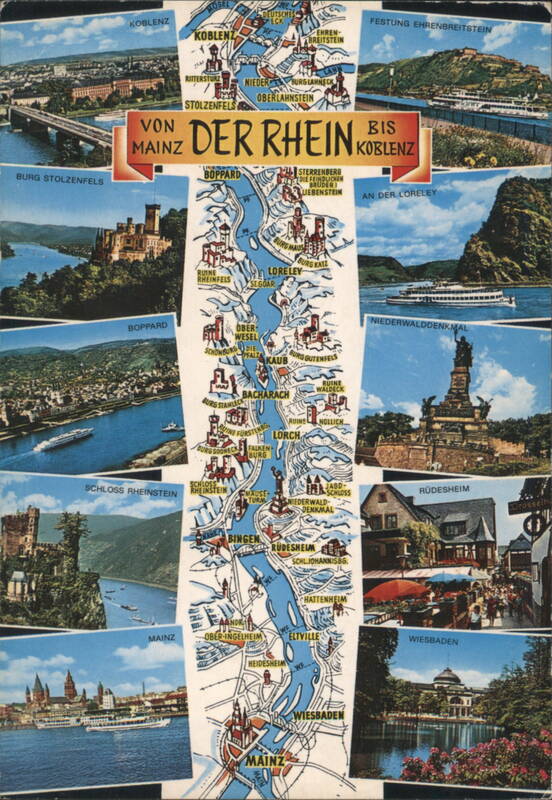 Der Rhein von Mainz bis Koblenz Map & Views, Germany Mainz, Koblenz