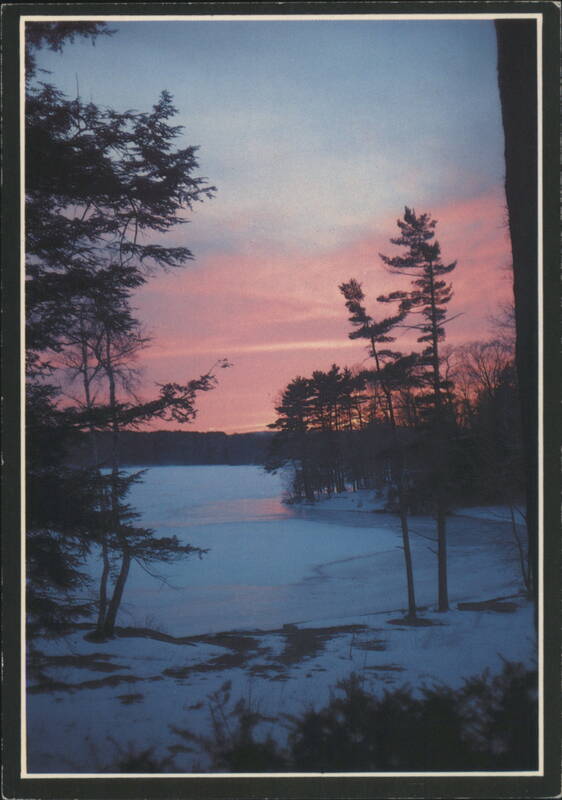 Winter Sunset View from CORK N. HEARTH Restaurant, Laurel Lake Lee Massachusetts