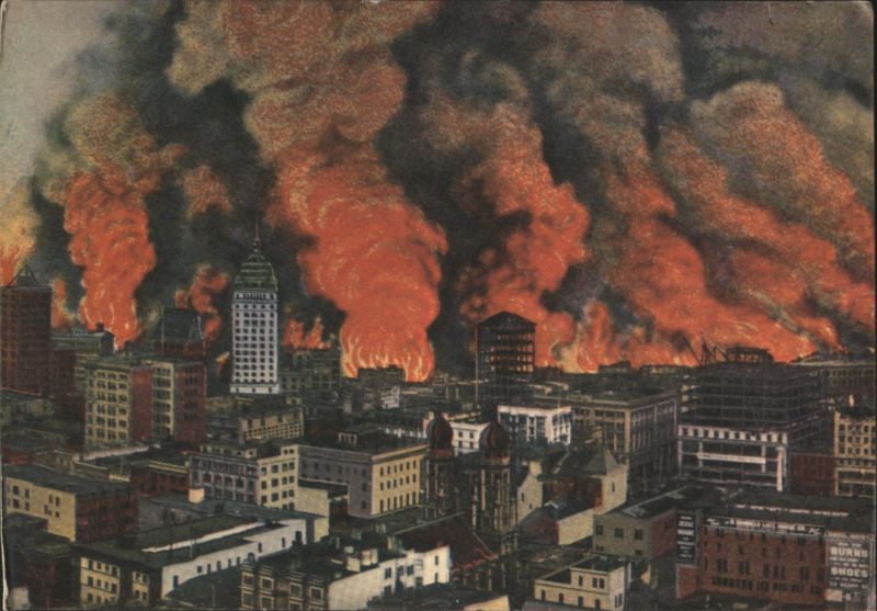 San Francisco Burning after April 18, 1906 Earthquake California