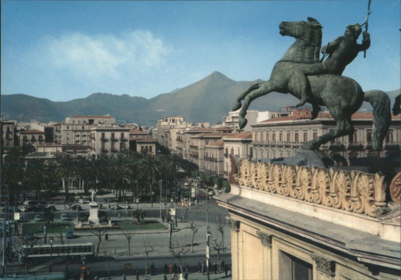 Palermo Piazza Castelnuovo Equestrian Statue Italy