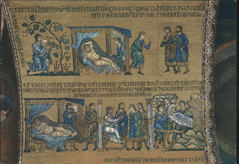 Venice St. Mark's Basilica Noah's Ark Flood Mosaic 13th C. Venezia Italy