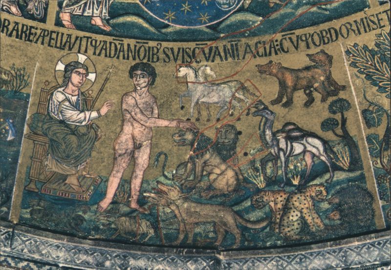 Creation of Adam & Eve Mosaic, Basilica di S. Marco Venezia Italy