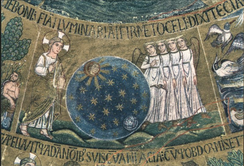 Venetian School, 13th C. Creation Mosaic, St. Mark's Basilica Venice Italy