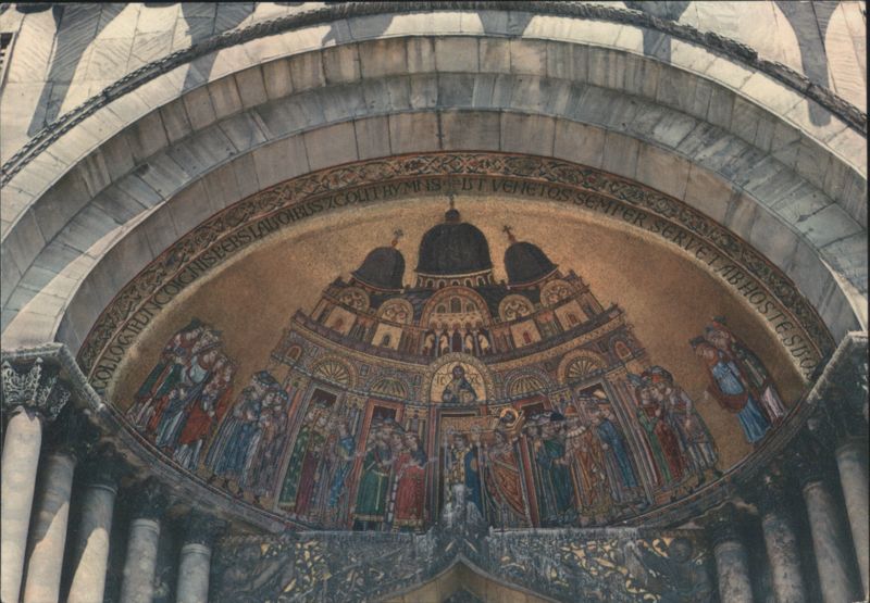 St. Mark's Basilica, Arrival of St. Mark's Body Mosaic, 13th Century Venice Italy