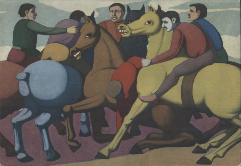 BORRA: A Battle - Men and Horses, Stylized Art Modern