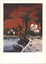 MacArthur Park, Palm Trees, Lake, Red Sky, Los Angeles Postcard