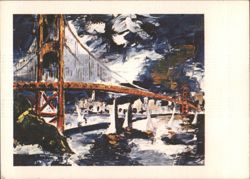 Golden Gate Bridge, Sailboats, Pierre Marc Painting Postcard