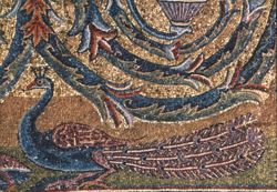Basilica of St. Clement Apse Mosaic Detail, Peacock Postcard