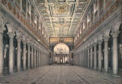Basilica of S. Paul Interior, Ornate Ceiling, Rome Postcard